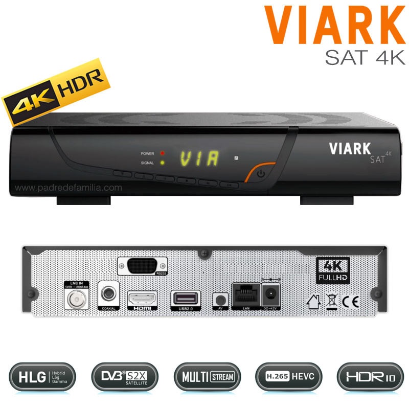 Receptor Satélite Viark SAT 4K (C/ Antena WiFi Wireless) Viark-Sat-4K